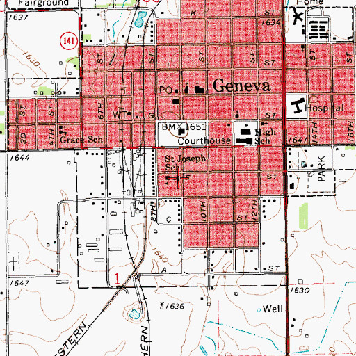 Topographic Map of Saint Joseph Catholic Church, NE