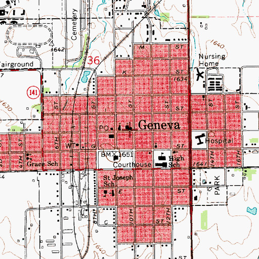 Topographic Map of United Methodist Church, NE