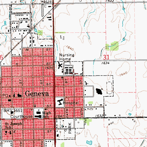 Topographic Map of Assembly of God Church, NE