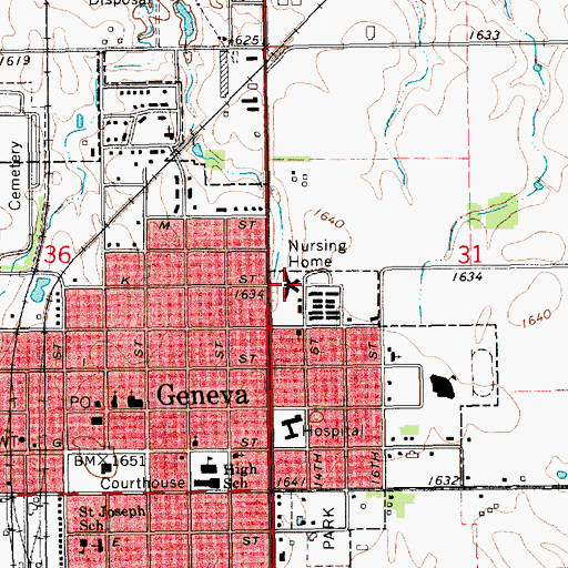 Topographic Map of Heritage of Geneva, NE