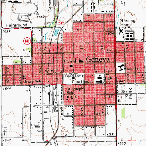 Topographic Map of Ourada Chiropractic, NE