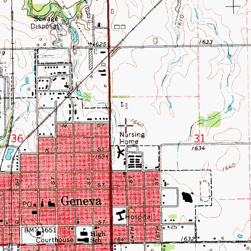 Topographic Map of Geneva High School, NE