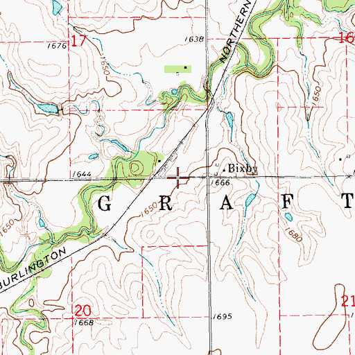 Topographic Map of Bixby (historical), NE