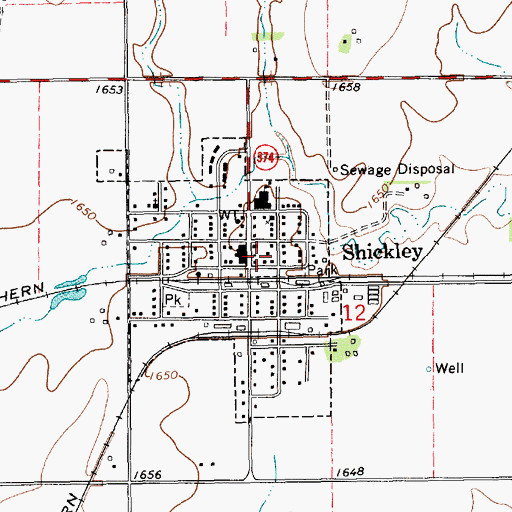 Topographic Map of Virgil Biegert Public Library, NE