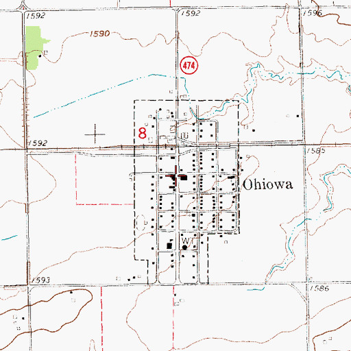 Topographic Map of Dorchester Farmers Cooperative - Ohiowa Elevator, NE