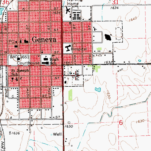 Topographic Map of Geneva City Park, NE