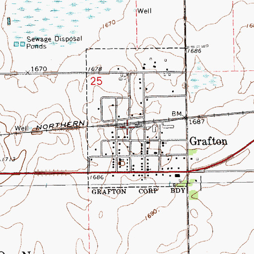 Topographic Map of Grafton, NE