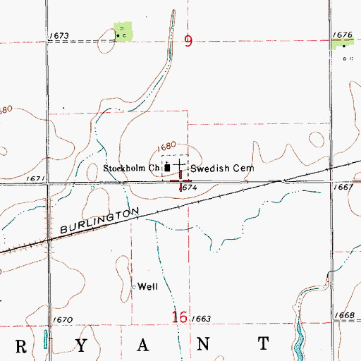 Topographic Map of Stockholm Lutheran Church and Swedish Cemetery Historical Marker, NE