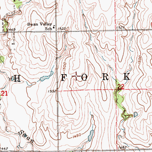 Topographic Map of Township of North Fork, NE