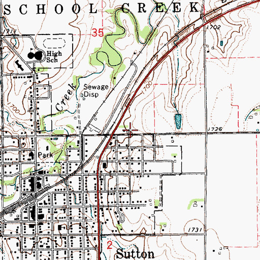 Topographic Map of Sutton Christian School, NE