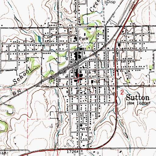 Topographic Map of Sutton Recreational Trail, NE