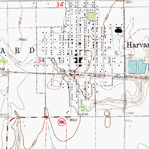 Topographic Map of Harvard, NE