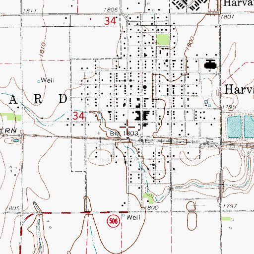 Topographic Map of Harvard Volunteer Fire and Rescue, NE