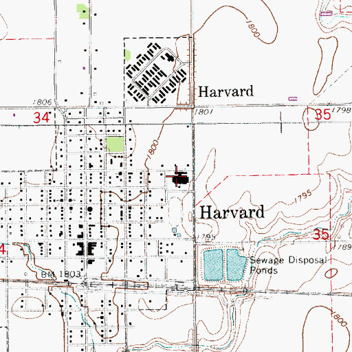 Topographic Map of Harvard Public Schools, NE