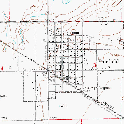 Topographic Map of Fairfield Volunteer Fire and Rescue, NE
