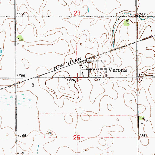 Topographic Map of Verona (historical), NE