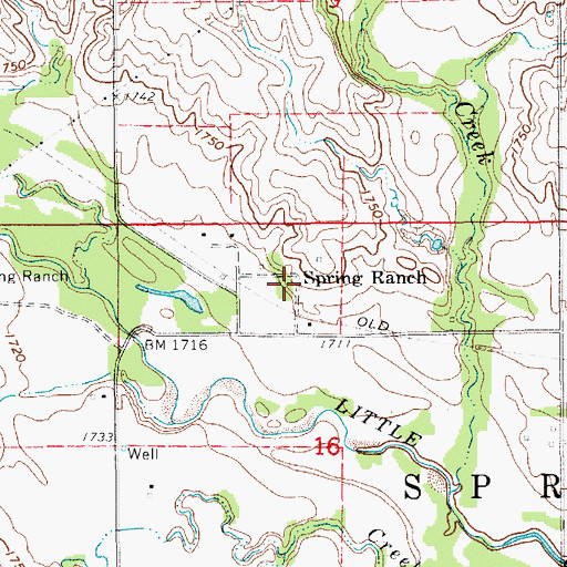 Topographic Map of Spring Ranch (historical), NE