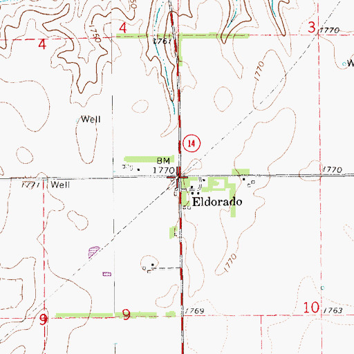 Topographic Map of Eldorado Post Office (historical), NE