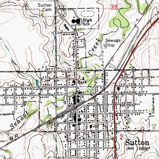 Topographic Map of Sutton City Park, NE