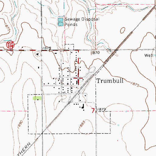 Topographic Map of Trumbull Rural Volunteer Fire Department, NE