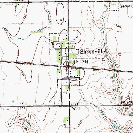 Topographic Map of Saronville, NE