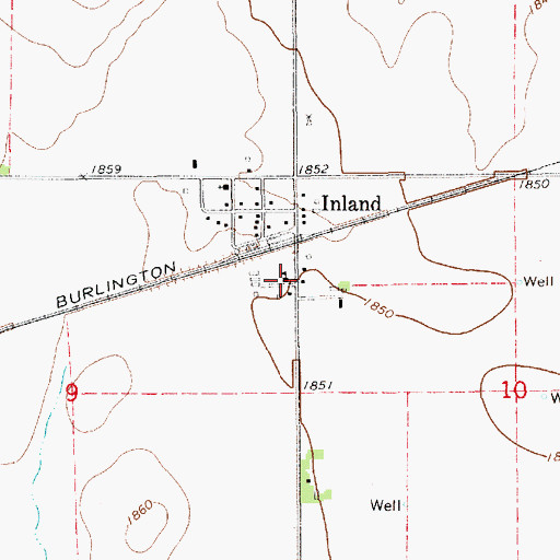 Topographic Map of Inland Public School, NE