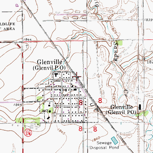 Topographic Map of Glenvil, NE