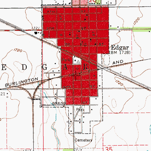 Topographic Map of Edgar, NE