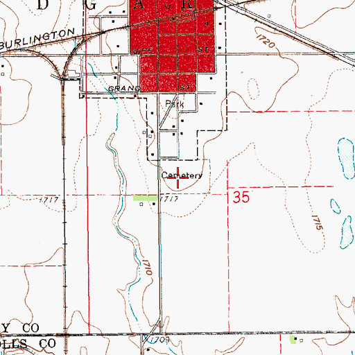 Topographic Map of Edgar Cemetery, NE