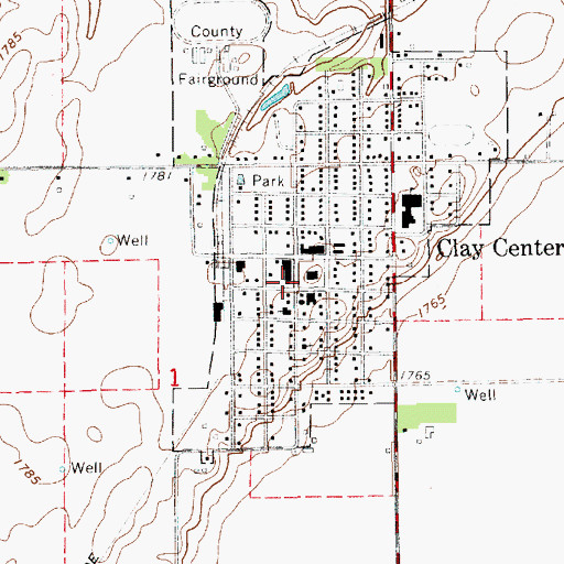Topographic Map of Clay Center Post Office, NE