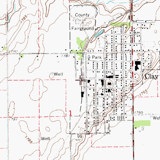 Topographic Map of Clay Center (historical), NE