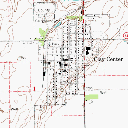 Topographic Map of Clay County Courthouse, NE