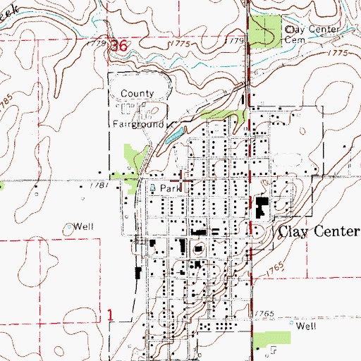 Topographic Map of Clay Center Historical Marker, NE