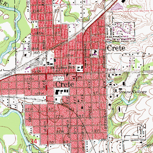 Topographic Map of Crete Medical Clinic, NE
