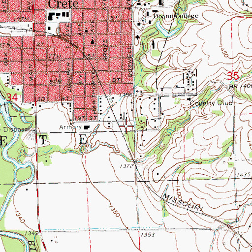Topographic Map of Crete Manor, NE