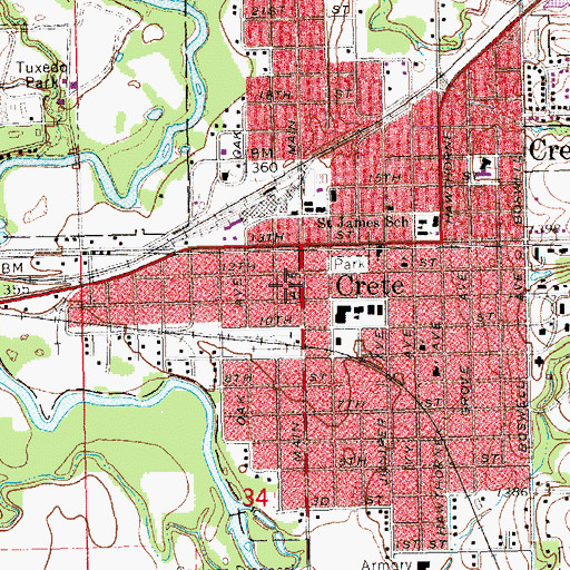 Topographic Map of Crete Vision Clinic, NE