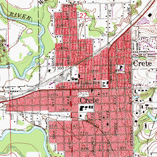 Topographic Map of Crete Volunteer Fire and Rescue, NE