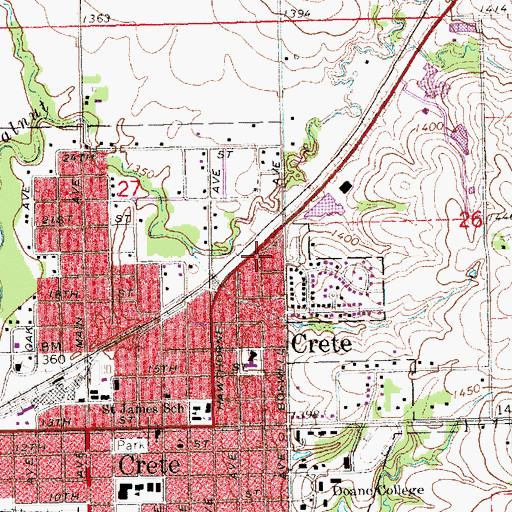 Topographic Map of Crete Police Station, NE