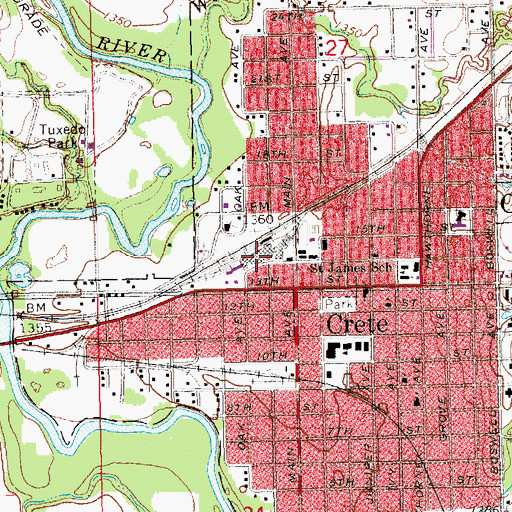 Topographic Map of Crete, NE