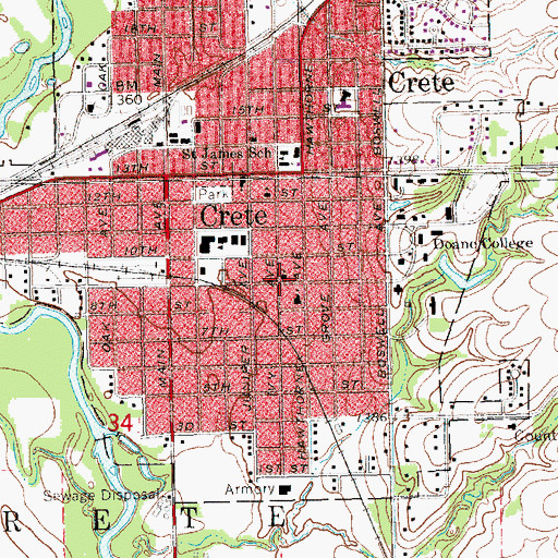 Topographic Map of Plymouth Congregational Church, NE
