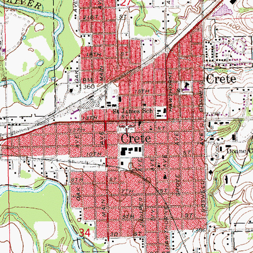 Topographic Map of Crete City Park, NE