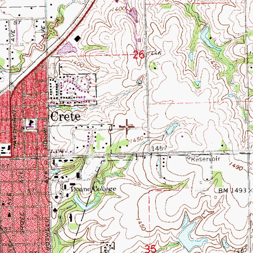 Topographic Map of Crete High School, NE