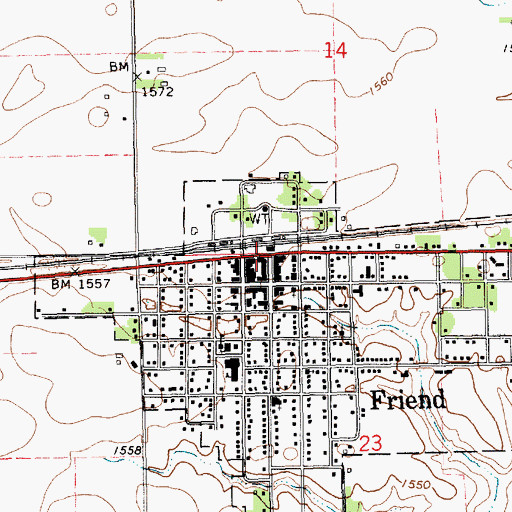 Topographic Map of Farmers Union Cooperative Company Elevator, NE