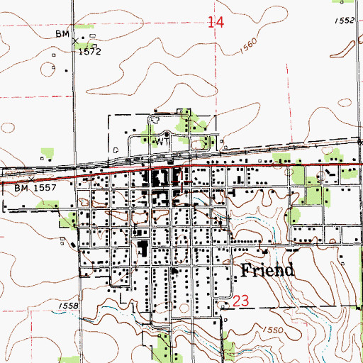 Topographic Map of Friend Post Office, NE