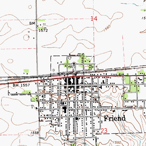 Topographic Map of Friend, NE