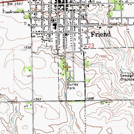 Topographic Map of Friend Park, NE