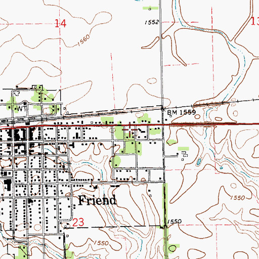 Topographic Map of Friend Christian Assembly, NE