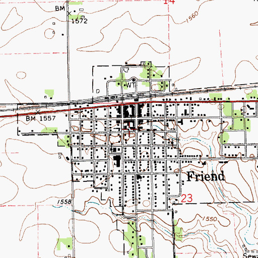 Topographic Map of Friend Volunteer Fire Department, NE
