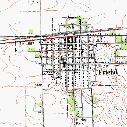 Topographic Map of Friend Public Schools, NE