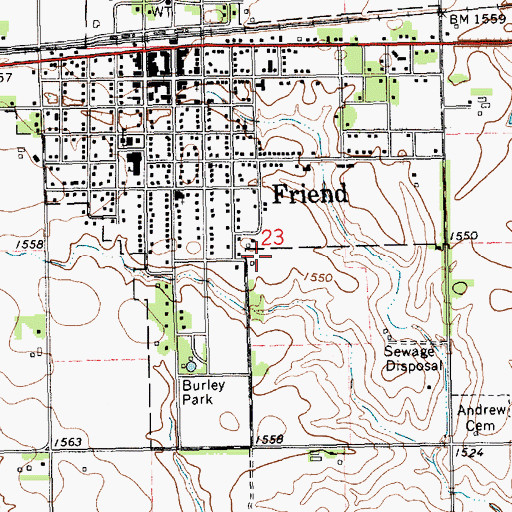 Topographic Map of Friend Country Club, NE